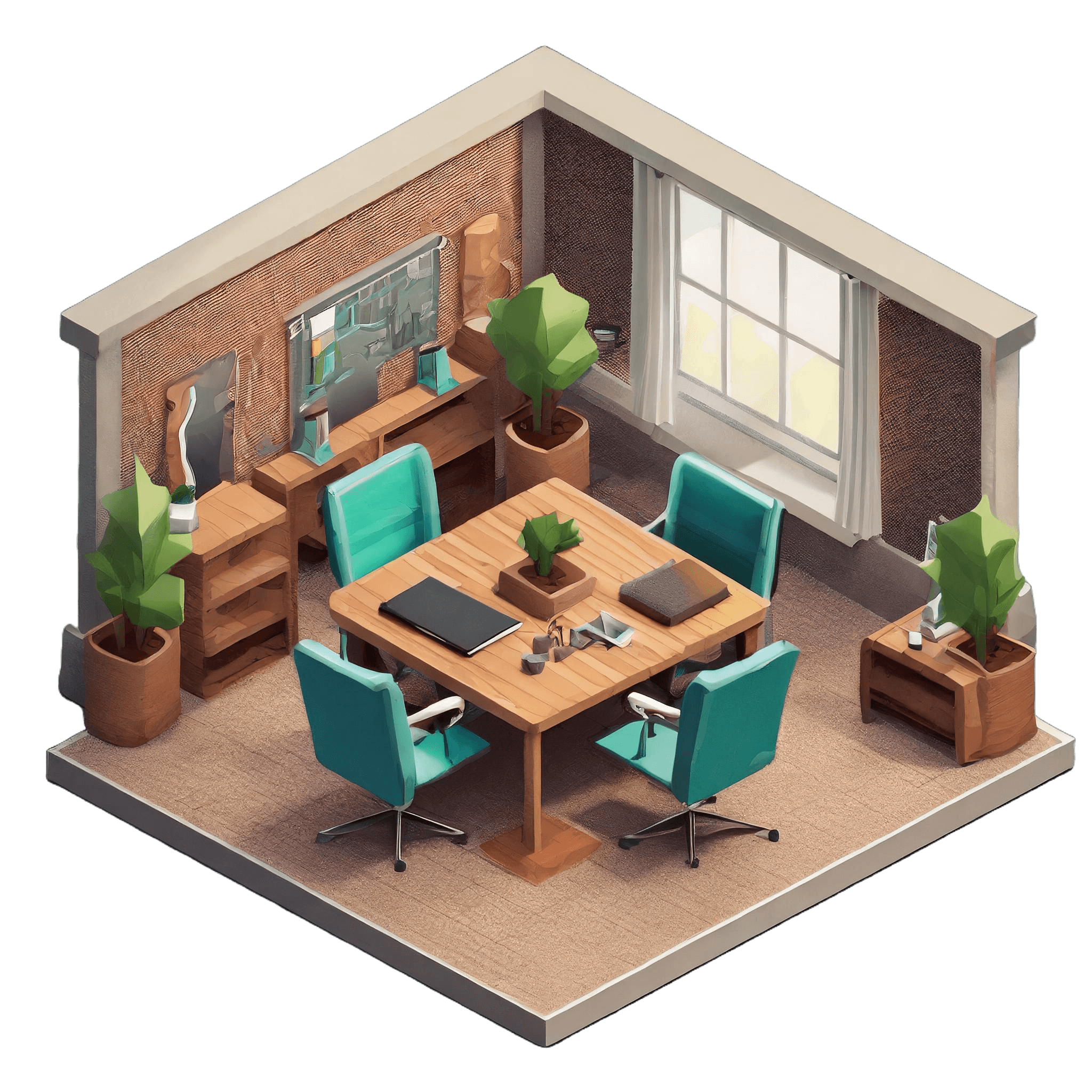 3d isometric business room